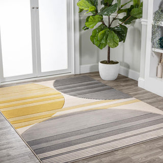 Nicky Geometric Striped Circles Area Rug - JONATHAN Y