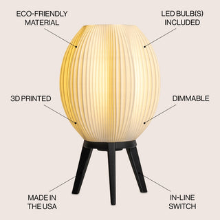 Wavy Modern Contemporary Plant-Based PLA 3D Printed Dimmable LED Table Lamp - JONATHAN Y