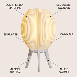 Wavy Modern Contemporary Plant-Based PLA 3D Printed Dimmable LED Table Lamp - JONATHAN Y
