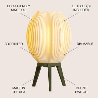 Wavy Modern Contemporary Plant-Based PLA 3D Printed Dimmable LED Table Lamp - JONATHAN Y