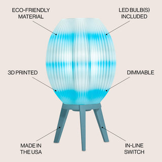 Wavy Modern Contemporary Plant-Based PLA 3D Printed Dimmable LED Table Lamp