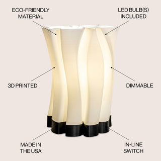 Flame Modern Bohemian Plant-Based PLA 3D Printed Dimmable LED Table Lamp - JONATHAN Y