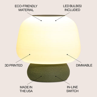 Mushroom Modern Classic Plant-Based PLA 3D Printed Dimmable LED Table Lamp - JONATHAN Y