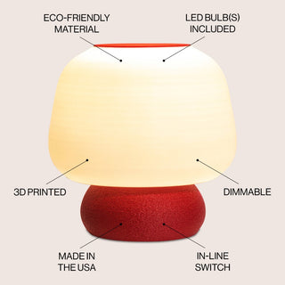 Mushroom Modern Classic Plant-Based PLA 3D Printed Dimmable LED Table Lamp - JONATHAN Y
