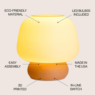 Mushroom Modern Classic Plant-Based PLA 3D Printed Dimmable LED Table Lamp