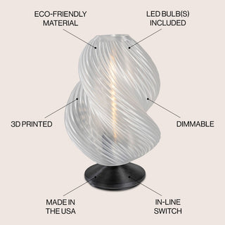 Gema 13.5" Mid-Century Coastal Plant-Based PLA 3D Printed Dimmable LED Table Lamp