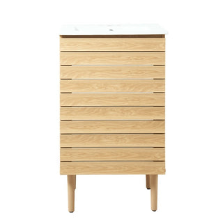 Aubert Thick Linear Slat Modern Farmhouse 2-Shelf Bath Vanity Cabinet Only (Sink Basin not Included) - JONATHAN Y