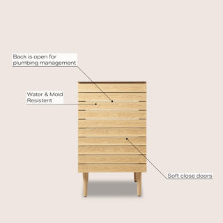 Aubert Thick Linear Slat Modern Farmhouse 2-Shelf Bath Vanity Cabinet Only (Sink Basin not Included) - JONATHAN Y
