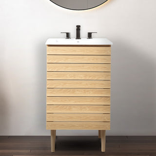 Aubert Thick Linear Slat Modern Farmhouse 2-Shelf Bath Vanity Cabinet Only (Sink Basin not Included) - JONATHAN Y
