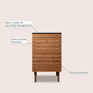 Aubert Thick Linear Slat Modern Farmhouse 2-Shelf Bath Vanity Cabinet Only (Sink Basin not Included) - JONATHAN Y