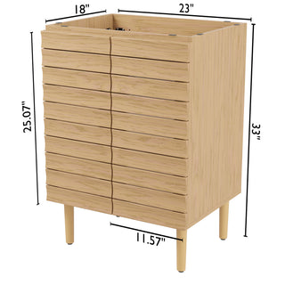 Aubert Thick Linear Slat Modern Farmhouse 2-Shelf Bath Vanity Cabinet Only (Sink Basin not Included)
