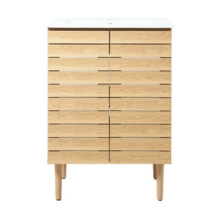 Aubert Thick Linear Slat Modern Farmhouse 2-Shelf Bath Vanity Cabinet Only (Sink Basin not Included) - JONATHAN Y