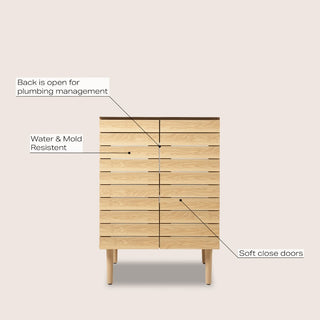 Aubert Thick Linear Slat Modern Farmhouse 2-Shelf Bath Vanity Cabinet Only (Sink Basin not Included)