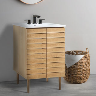 Aubert Thick Linear Slat Modern Farmhouse 2-Shelf Bath Vanity Cabinet Only (Sink Basin not Included) - JONATHAN Y
