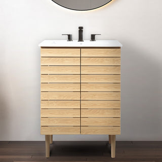 Aubert Thick Linear Slat Modern Farmhouse 2-Shelf Bath Vanity Cabinet Only (Sink Basin not Included) - JONATHAN Y