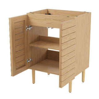 Aubert Thick Linear Slat Modern Farmhouse 2-Shelf Bath Vanity Cabinet Only (Sink Basin not Included)