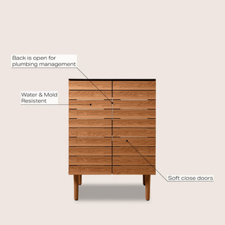 Aubert Thick Linear Slat Modern Farmhouse 2-Shelf Bath Vanity Cabinet Only (Sink Basin not Included) - JONATHAN Y