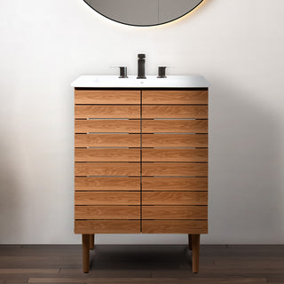 Aubert Thick Linear Slat Modern Farmhouse 2-Shelf Bath Vanity Cabinet Only (Sink Basin not Included) - JONATHAN Y