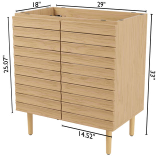 Aubert Thick Linear Slat Modern Farmhouse 2-Shelf Bath Vanity Cabinet Only (Sink Basin not Included)