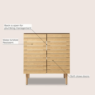 Aubert Thick Linear Slat Modern Farmhouse 2-Shelf Bath Vanity Cabinet Only (Sink Basin not Included)