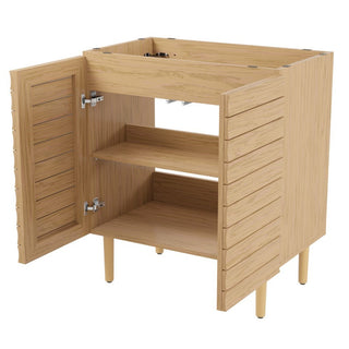 Aubert Thick Linear Slat Modern Farmhouse 2-Shelf Bath Vanity Cabinet Only (Sink Basin not Included)