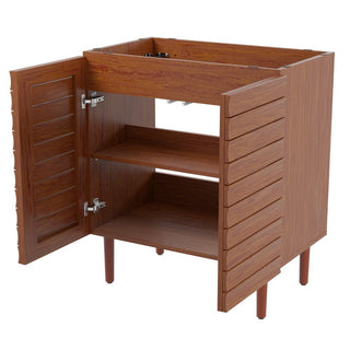 Aubert Thick Linear Slat Modern Farmhouse 2-Shelf Bath Vanity Cabinet Only (Sink Basin not Included)