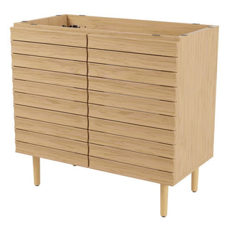 Aubert Thick Linear Slat Modern Farmhouse 2-Shelf Bath Vanity Cabinet Only (Sink Basin not Included)