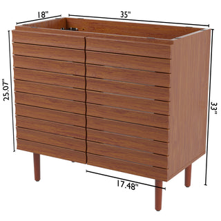 Aubert Thick Linear Slat Modern Farmhouse 2-Shelf Bath Vanity Cabinet Only (Sink Basin not Included)