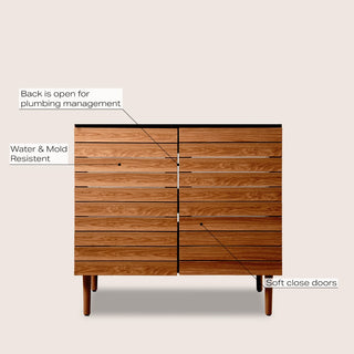 Aubert Thick Linear Slat Modern Farmhouse 2-Shelf Bath Vanity Cabinet Only (Sink Basin not Included)