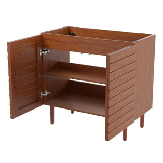 Aubert Thick Linear Slat Modern Farmhouse 2-Shelf Bath Vanity Cabinet Only (Sink Basin not Included)