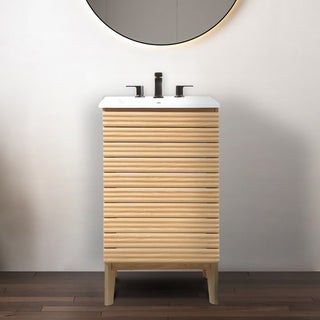 Calandre Thin Linear Slat Modern Farmhouse 2-Shelf Bath Vanity Cabinet Only (Sink Basin not Included) - JONATHAN Y