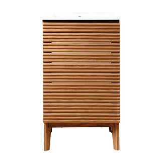 Calandre Thin Linear Slat Modern Farmhouse 2-Shelf Bath Vanity Cabinet Only (Sink Basin not Included) - JONATHAN Y