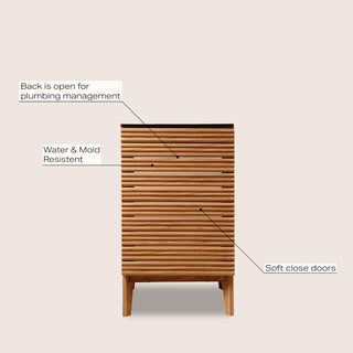 Calandre Thin Linear Slat Modern Farmhouse 2-Shelf Bath Vanity Cabinet Only (Sink Basin not Included) - JONATHAN Y