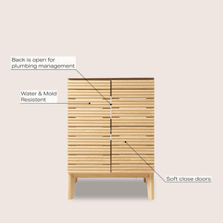Calandre Thin Linear Slat Modern Farmhouse 2-Shelf Bath Vanity Cabinet Only (Sink Basin not Included) - JONATHAN Y