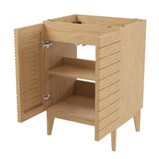 Calandre Thin Linear Slat Modern Farmhouse 2-Shelf Bath Vanity Cabinet Only (Sink Basin not Included) - JONATHAN Y