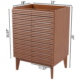 Calandre Thin Linear Slat Modern Farmhouse 2-Shelf Bath Vanity Cabinet Only (Sink Basin not Included)