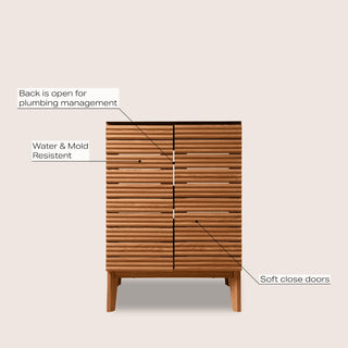 Calandre Thin Linear Slat Modern Farmhouse 2-Shelf Bath Vanity Cabinet Only (Sink Basin not Included)