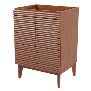 Calandre Thin Linear Slat Modern Farmhouse 2-Shelf Bath Vanity Cabinet Only (Sink Basin not Included)