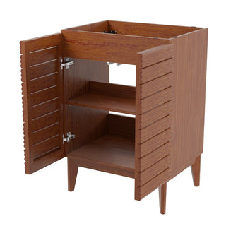 Calandre Thin Linear Slat Modern Farmhouse 2-Shelf Bath Vanity Cabinet Only (Sink Basin not Included)