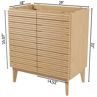 Calandre Thin Linear Slat Modern Farmhouse 2-Shelf Bath Vanity Cabinet Only (Sink Basin not Included)