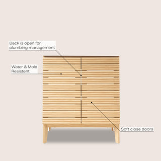Calandre Thin Linear Slat Modern Farmhouse 2-Shelf Bath Vanity Cabinet Only (Sink Basin not Included)