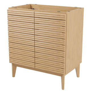 Calandre Thin Linear Slat Modern Farmhouse 2-Shelf Bath Vanity Cabinet Only (Sink Basin not Included)