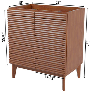 Calandre Thin Linear Slat Modern Farmhouse 2-Shelf Bath Vanity Cabinet Only (Sink Basin not Included)