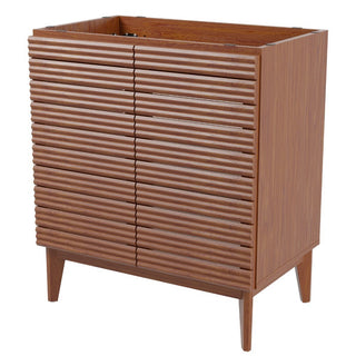 Calandre Thin Linear Slat Modern Farmhouse 2-Shelf Bath Vanity Cabinet Only (Sink Basin not Included)