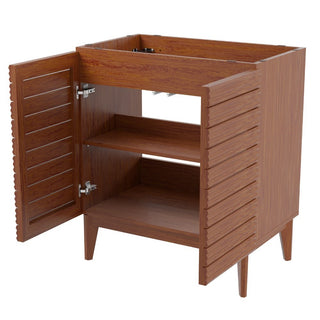 Calandre Thin Linear Slat Modern Farmhouse 2-Shelf Bath Vanity Cabinet Only (Sink Basin not Included)