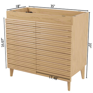 Calandre Thin Linear Slat Modern Farmhouse 2-Shelf Bath Vanity Cabinet Only (Sink Basin not Included)