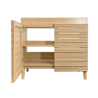 Calandre Thin Linear Slat Modern Farmhouse 2-Shelf Bath Vanity Cabinet Only (Sink Basin not Included)