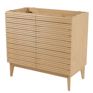 Calandre Thin Linear Slat Modern Farmhouse 2-Shelf Bath Vanity Cabinet Only (Sink Basin not Included)