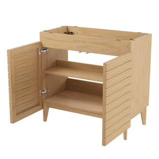 Calandre Thin Linear Slat Modern Farmhouse 2-Shelf Bath Vanity Cabinet Only (Sink Basin not Included)
