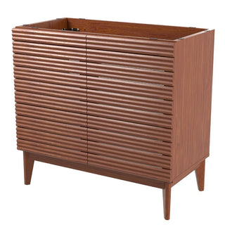 Calandre Thin Linear Slat Modern Farmhouse 2-Shelf Bath Vanity Cabinet Only (Sink Basin not Included)